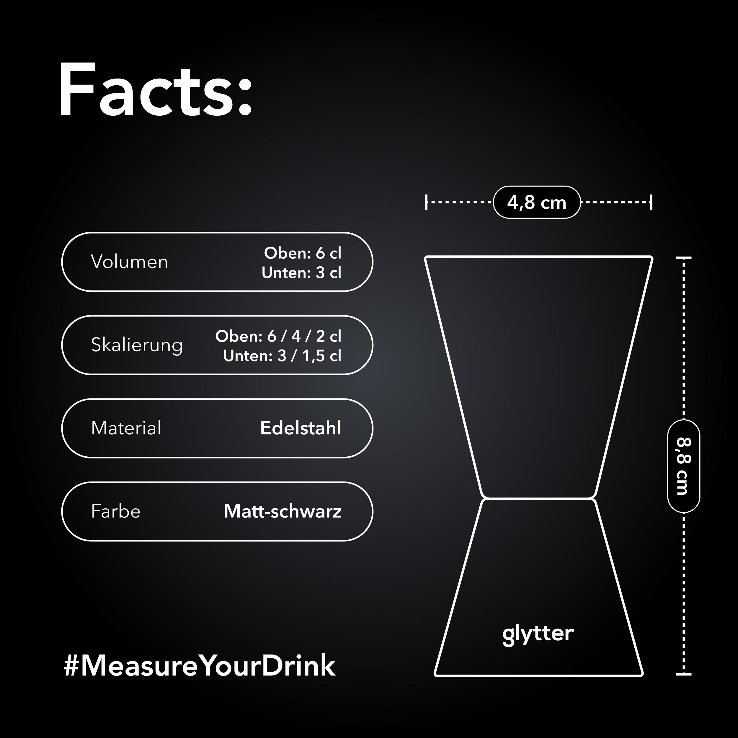 Premium Barmaß / Cocktail-Messbecher aus Edelstahl