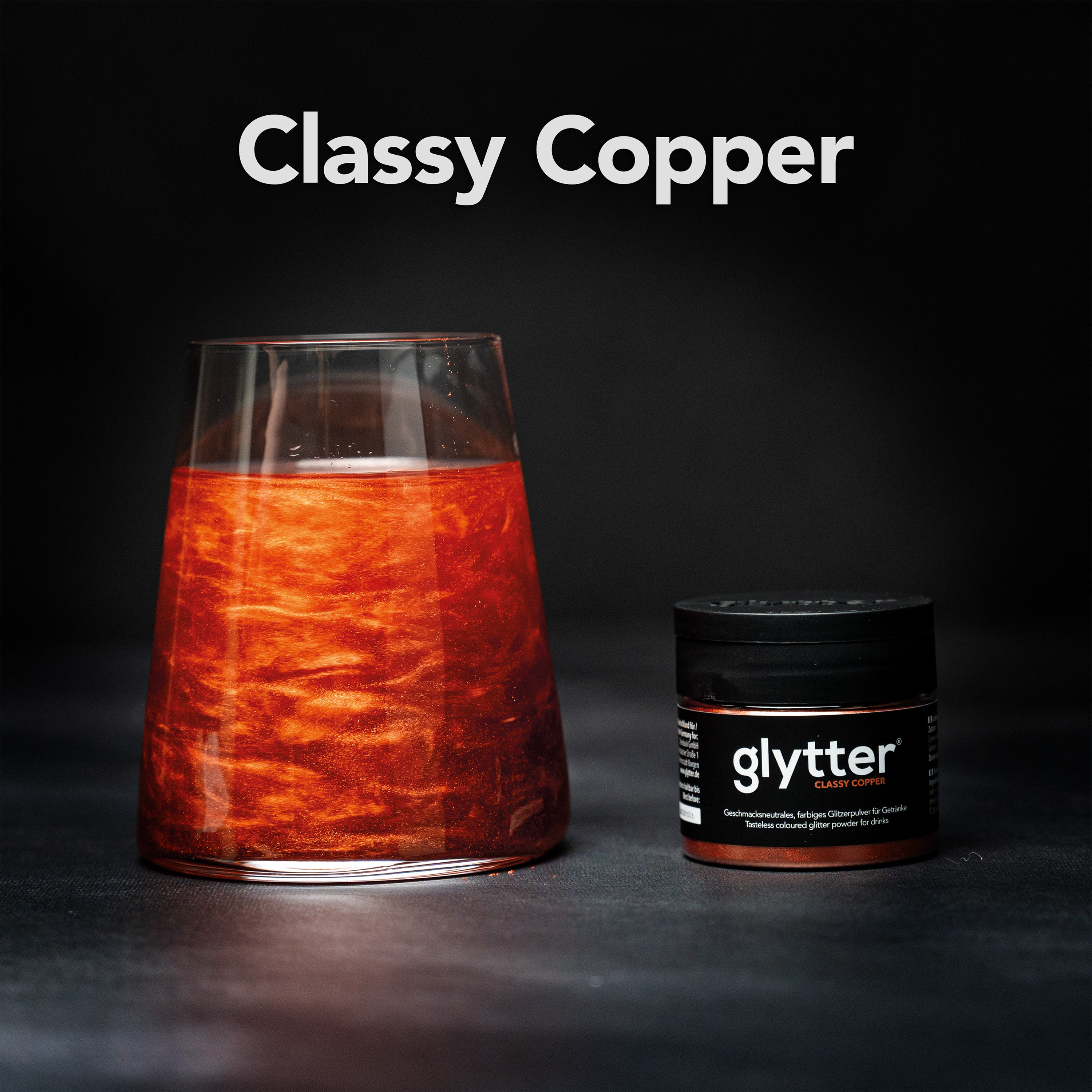 Celebrate Set 1: glytter®Pulver Set mit Grün, Kupfer & Trinkhalmlöffel 4er Set Gold