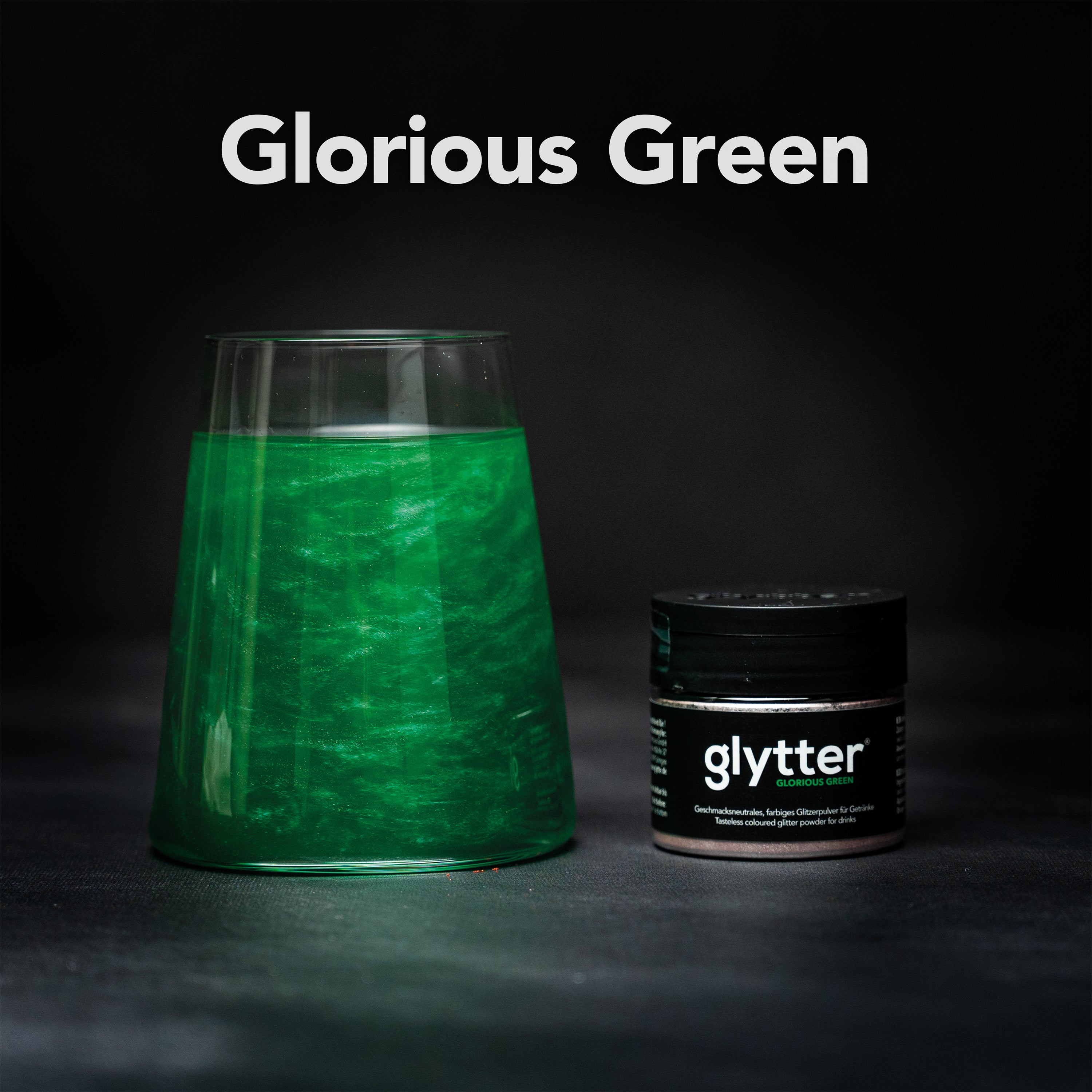 Celebrate Set 1: glytter®Pulver Set mit Grün, Kupfer & Trinkhalmlöffel 4er Set Gold