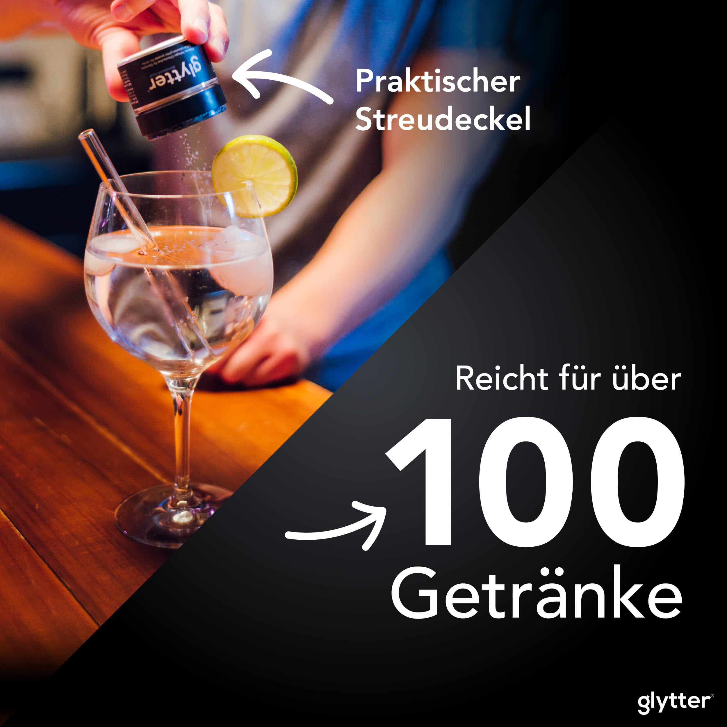 Glytterpulver - macht atemberaubenden Schimmer im Getränk - Pink (10g)