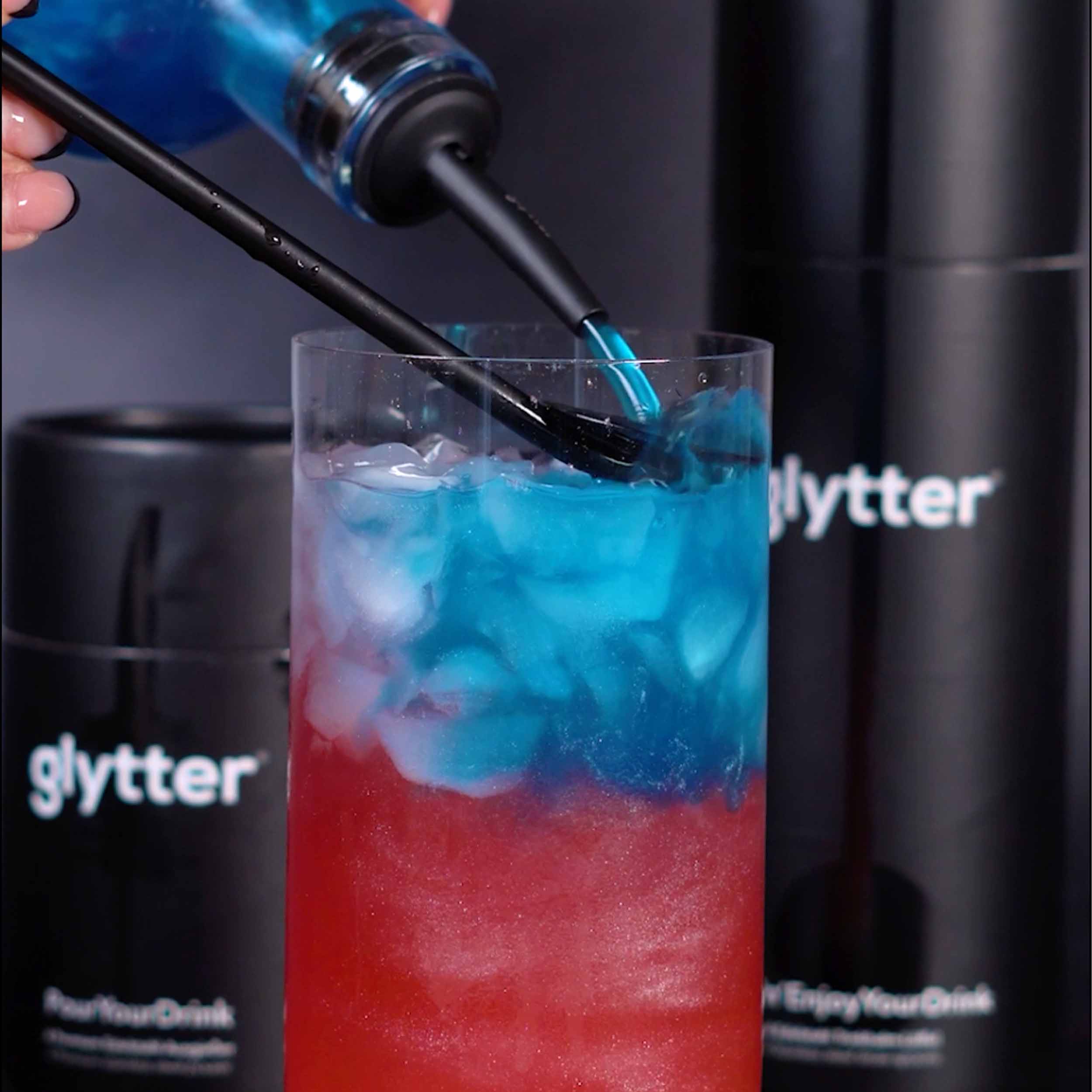 Viral Cocktail-Set (Ausgiesser, Trinkhalmlöffel, Bohemian Blue, Passionate Pink)