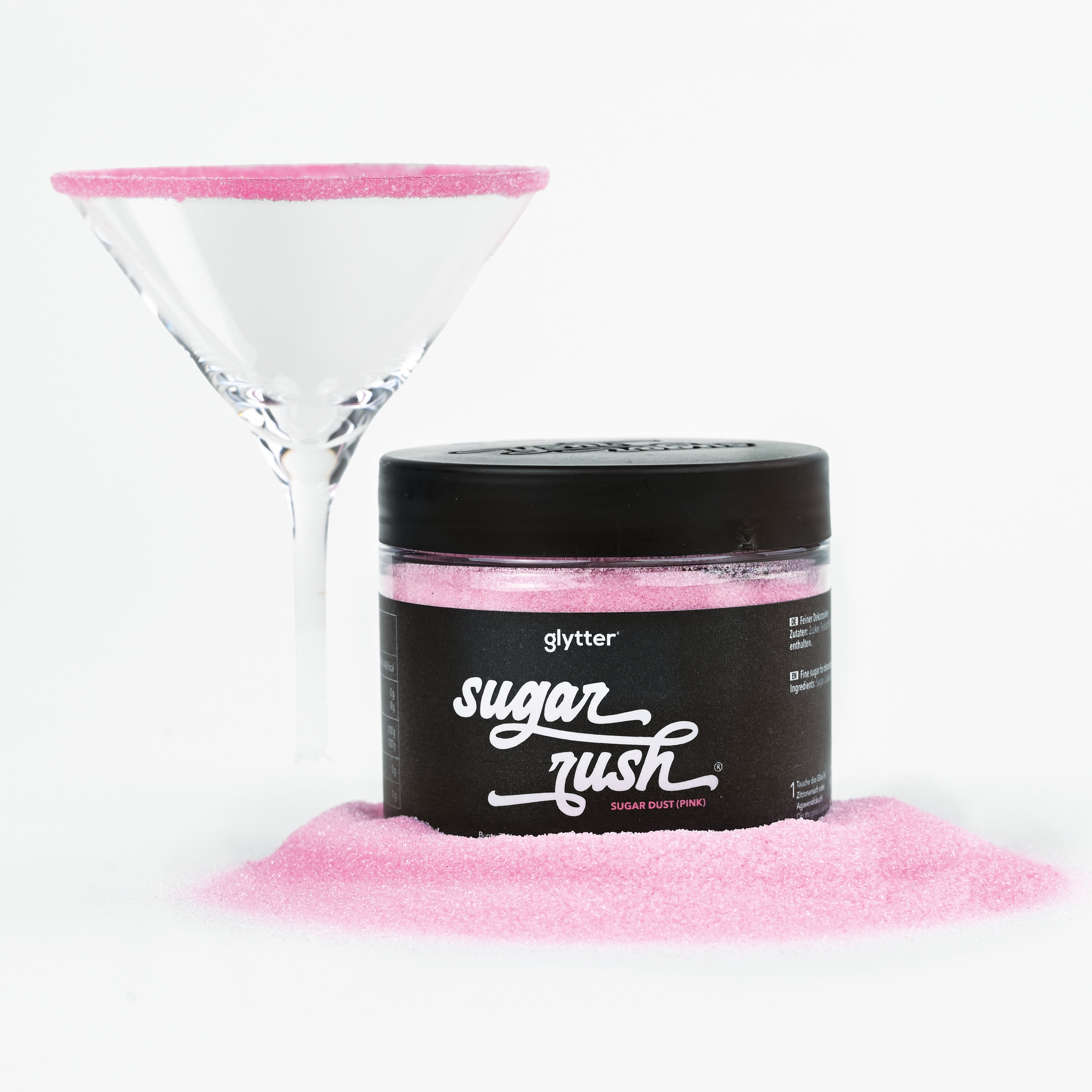 Zuckerrand für Gläser & Cocktails - Sugar Dust Pink (150g) MHD 20.01.2025