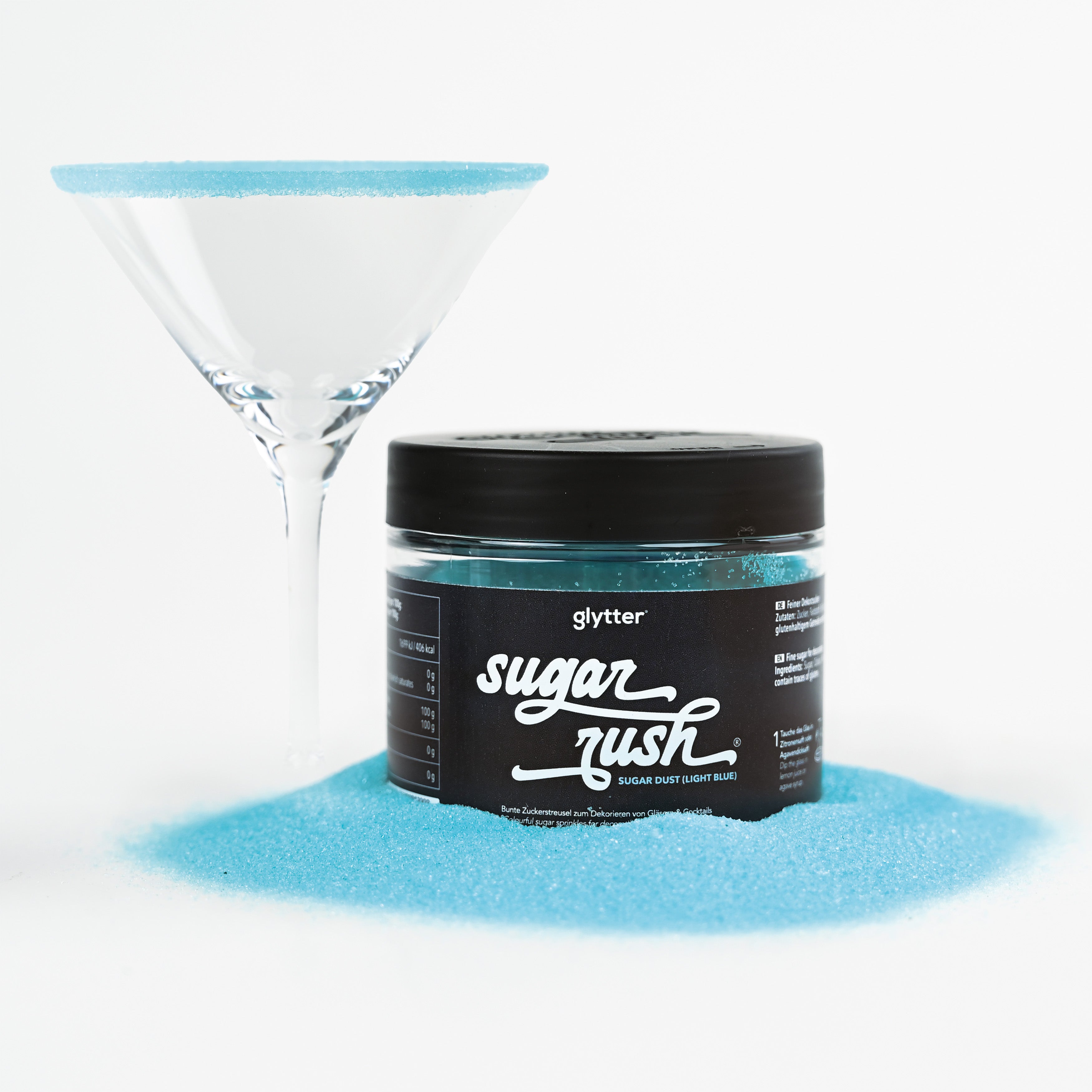 Zuckerrand für Gläser & Cocktails - Sugar Dust "Light Blue" (150g)