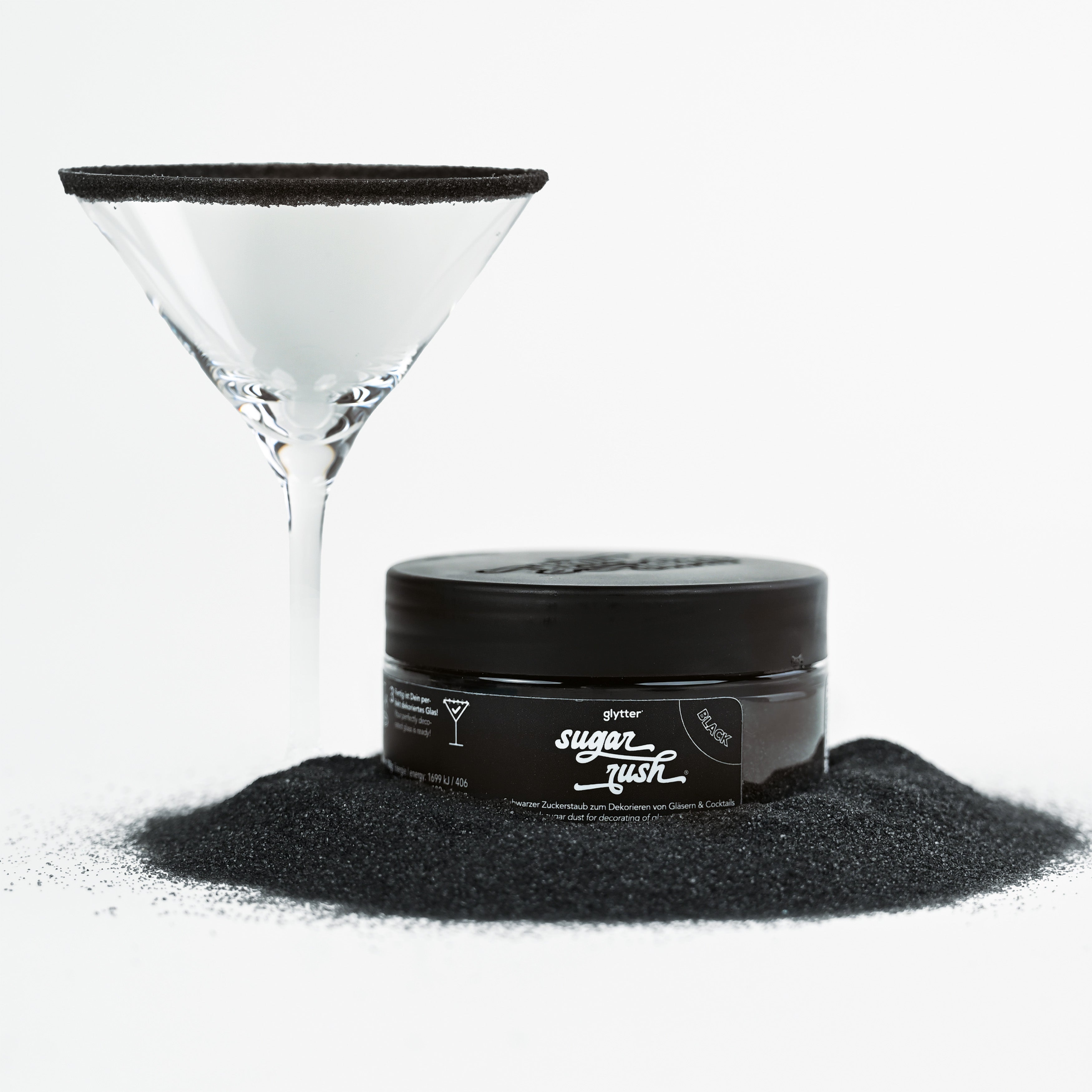 Zuckerrand für Gläser & Cocktails - Sugar Dust Black (100g)