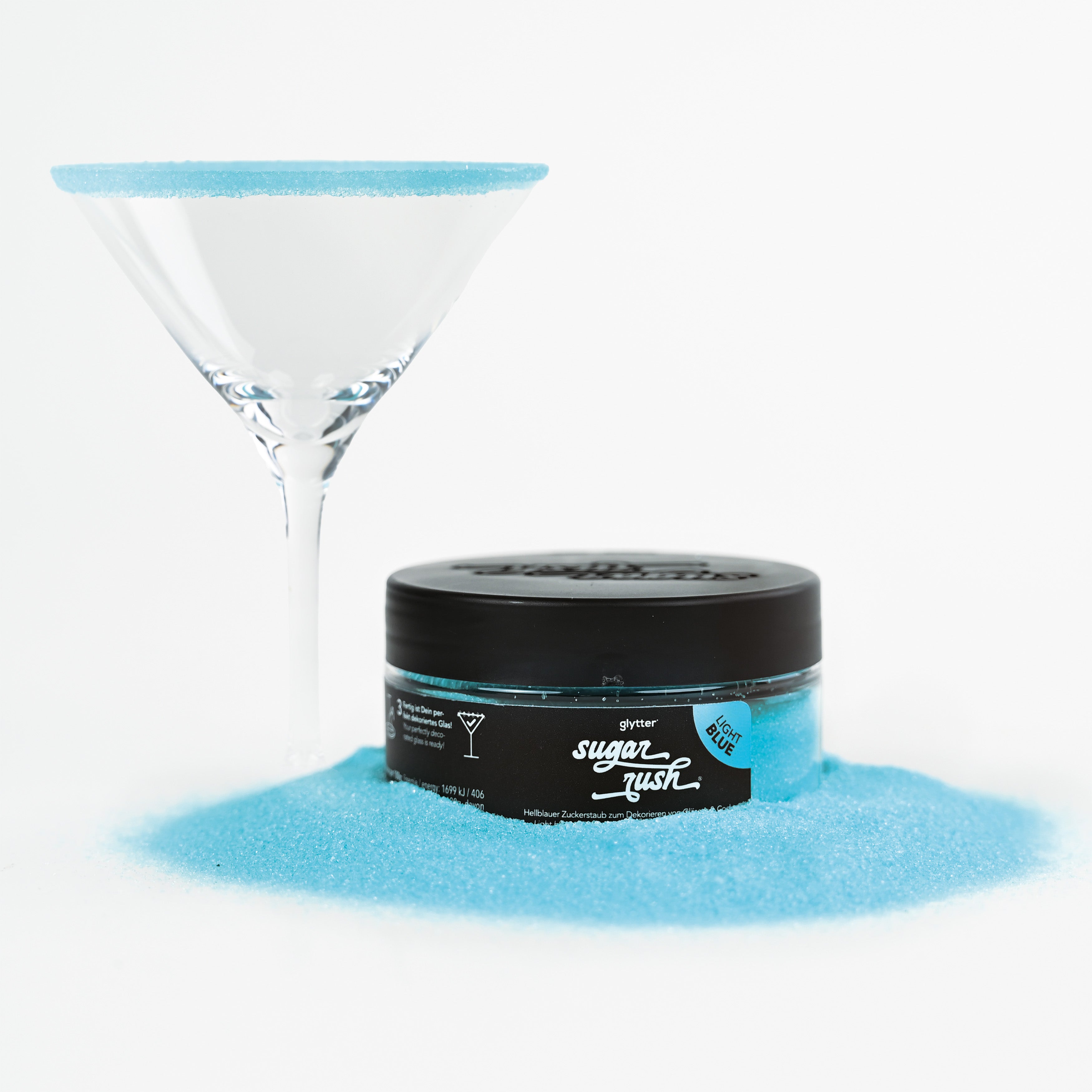 Zuckerrand für Gläser & Cocktails - Sugar Dust "Light Blue" (100g)