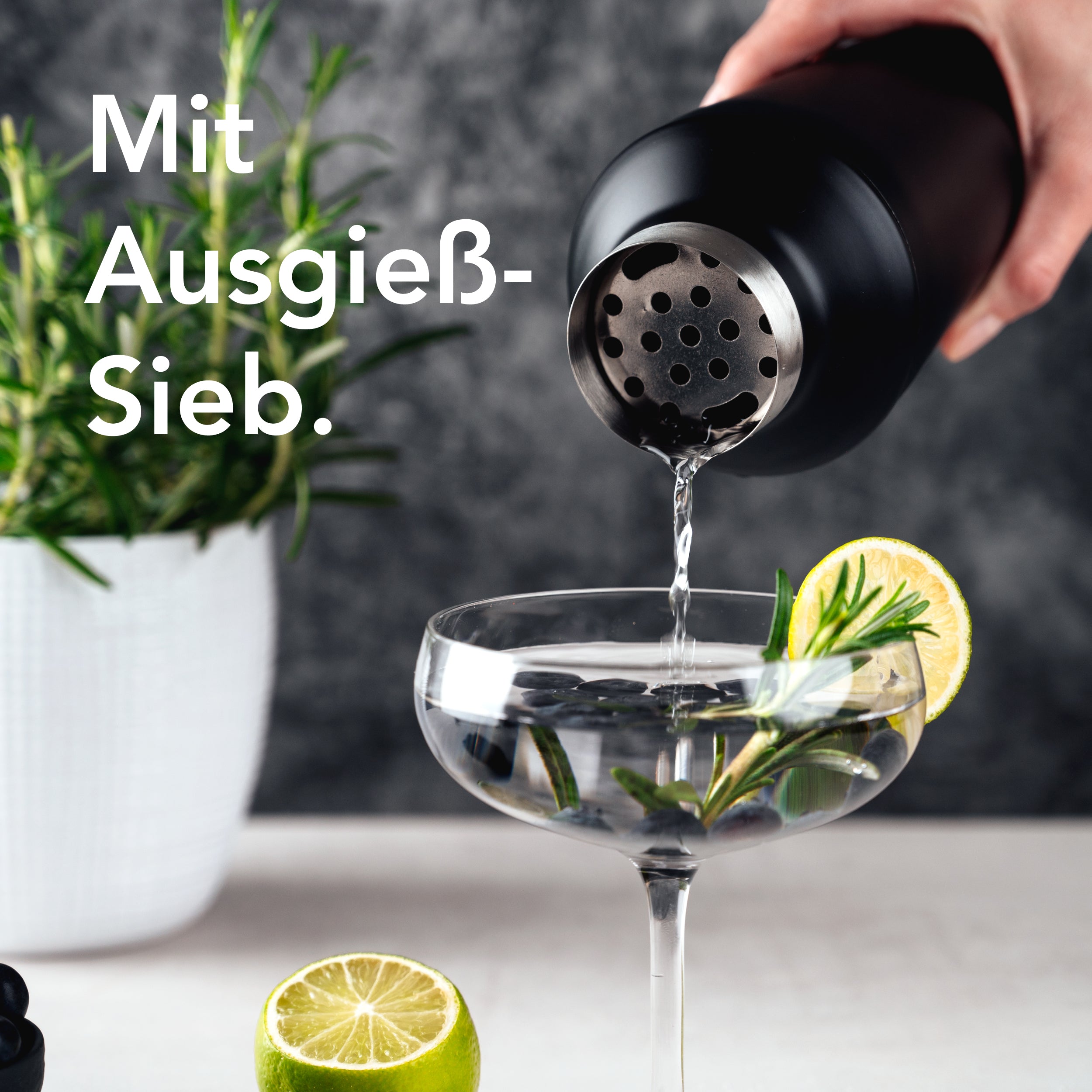 Premium Cocktail-Shaker aus Edelstahl (matt-schwarz)