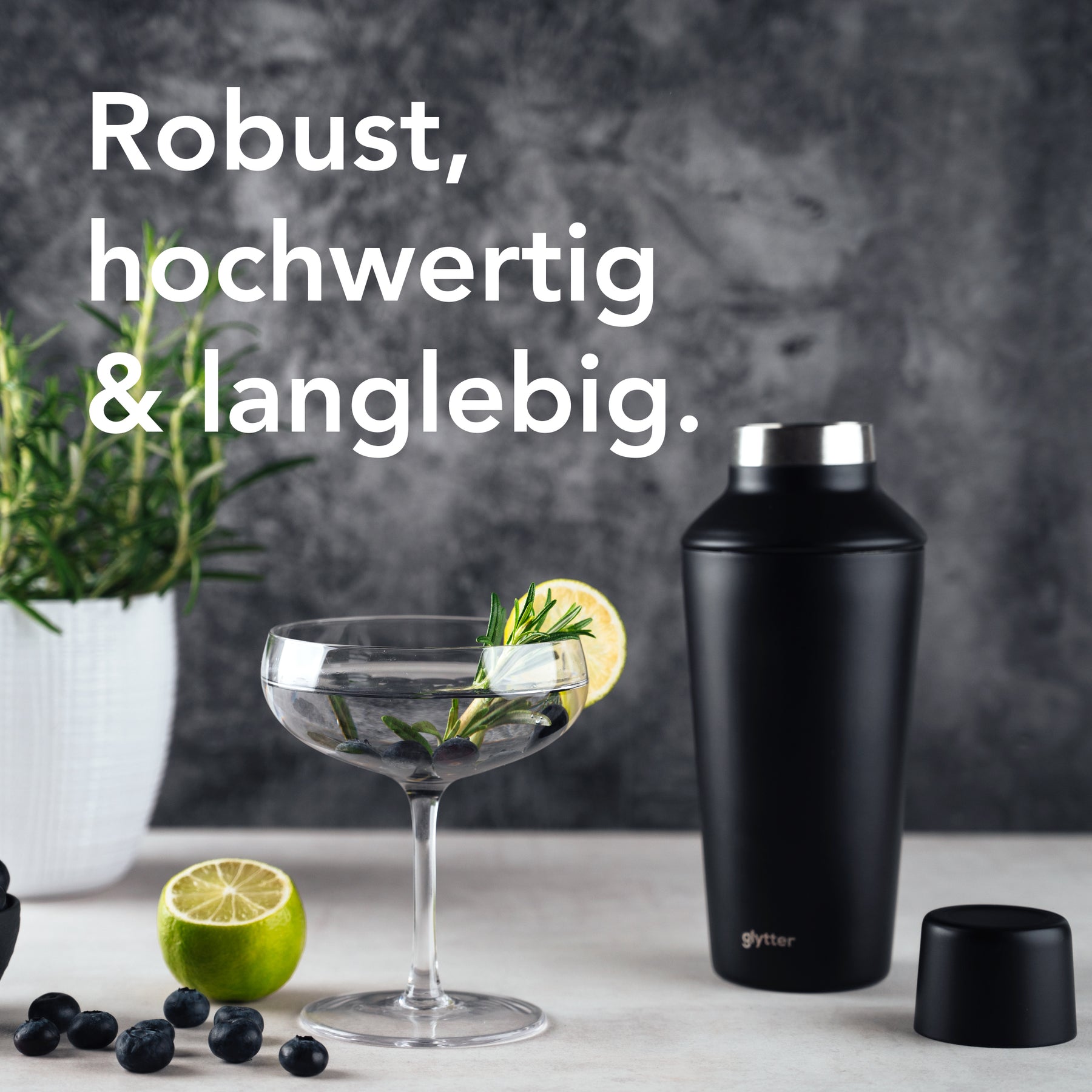 Premium Cocktail-Shaker aus Edelstahl (matt-schwarz)