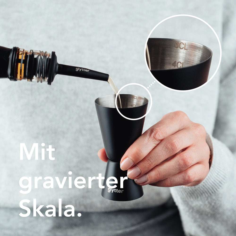Doppelter Cocktail-Messbecher Aus Edelstahl – Mit Innen-Skala Und Reinigungsbürste Für Barkeeper & Hobby-Mixer