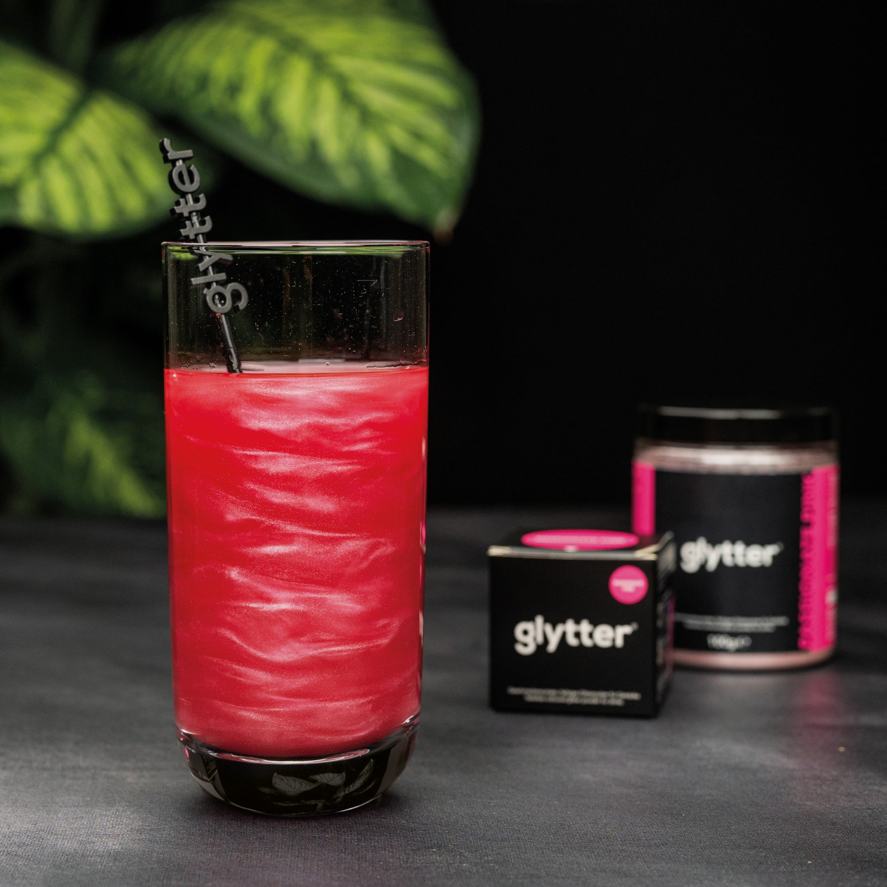 Farbiges Glitzerpulver für Getränke - Pink (100g) - Vorteilspack
