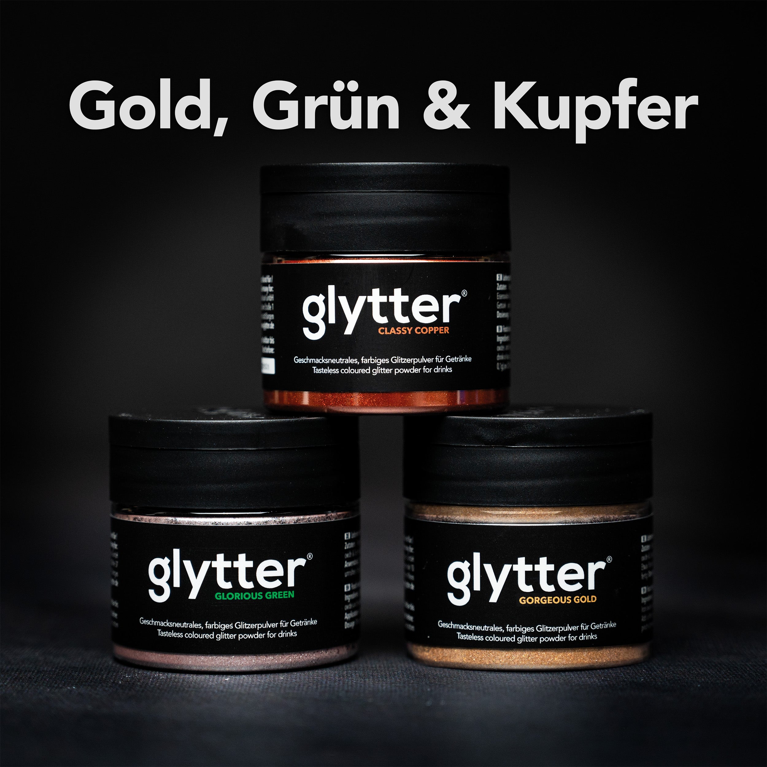 glytter®Pulver Set mit Gold, Grün & Kupfer