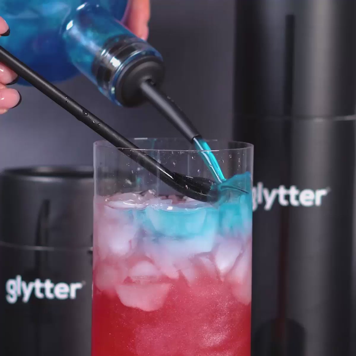 Viral Cocktail-Set (Ausgiesser, Trinkhalmlöffel, Bohemian Blue, Passionate Pink)